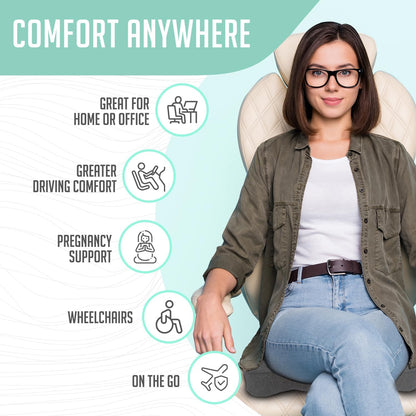Premium Foldable Travel Tailbone Seat Cushion - for Relief of Lower Back, Sciatic, Butt and Tailbone Pain - for Home & Office Use, Perfect for Travel or Driving