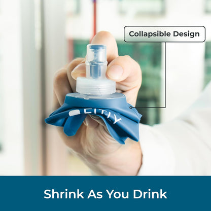 Soft Flask - Shrink As You Drink Soft Water Bottle for Hydration Pack - Folding Water Bottle Ideal for Running, Hiking, Cycling, Climbing & Rigorous Activity