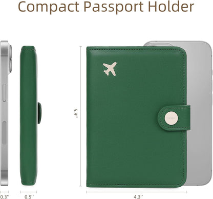 ZOPPEN Passport Holder Women, Passport Cover Travel Wallet Rfid Blocking Passport Wallet Cover Case Travel Essentials Document Organizer, Grass Green