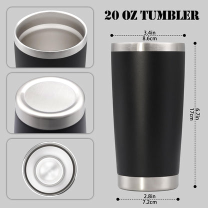 20 oz Tumbler with lid Double Wall Vacuum Insulated Tumblers Stainless Steel Coffee Mug Travel Coffee Tumbler Powder Coated Tumbler Cup Keep Hot&Cold - (Black 1 Pack)