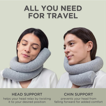 Dot&Dot Twist Memory Foam Travel Pillow for Neck, Chin, Lumbar and Leg Support - Neck Pillows for Sleeping Travel Airplane - Adjustable, Bendable Roll Pillow