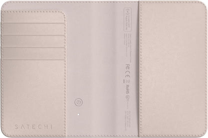 Satechi Passport Holder for Travel with Find My, Passport Cover with 4 Card Holder, Wireless Charging, and RFID protection – Travel Essential Vegan Leather Passport – Desert Rose
