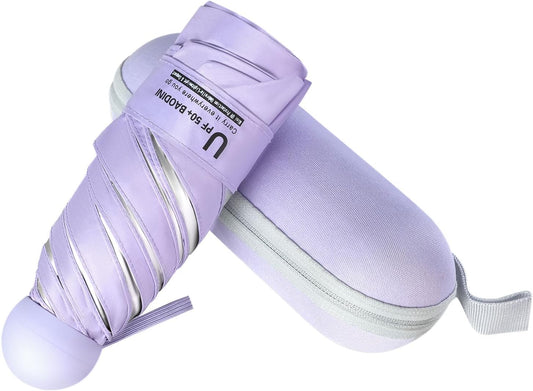 BAODINI Travel Mini Umbrella for Purse With Case Small Compact UV Sun Protection Sun Lightweight Tiny Pocket Umbrella for Women Girls and Men