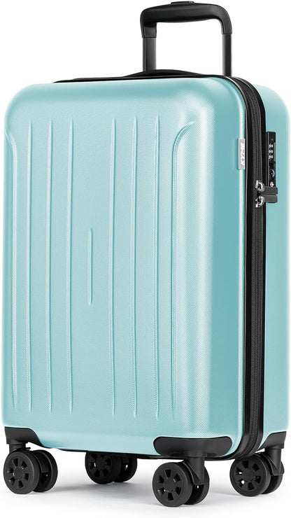 KYME Suitcase Hardshell With Double Spinner Wheels, PC+ABS TSA Lock Travel Luggage (Mint Green, 20" Carry On)
