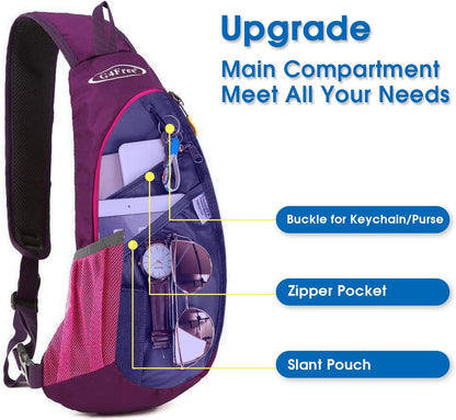 G4Free Sling Bag for Men Women, Small Crossbody Backpack Lightweight Chest Shoulder Bags for Travel, Outdoor and Sports (Rose)