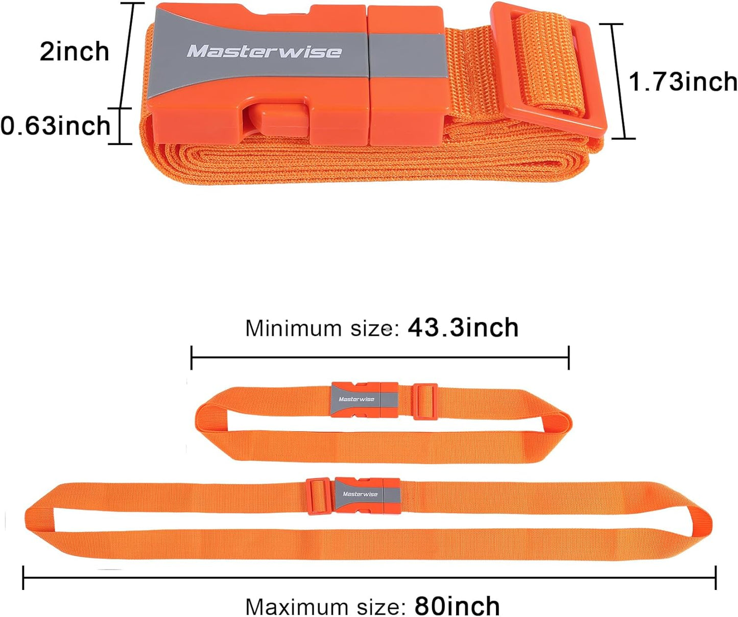 Buckle Straps with Clips, Adjustable Nylon Strap with Buckle, Packing Straps, Orange (79”, 4pcs)