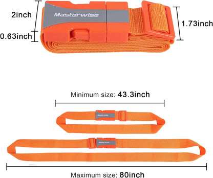 Buckle Straps with Clips, Adjustable Nylon Strap with Buckle, Packing Straps, Orange (79”, 4pcs)