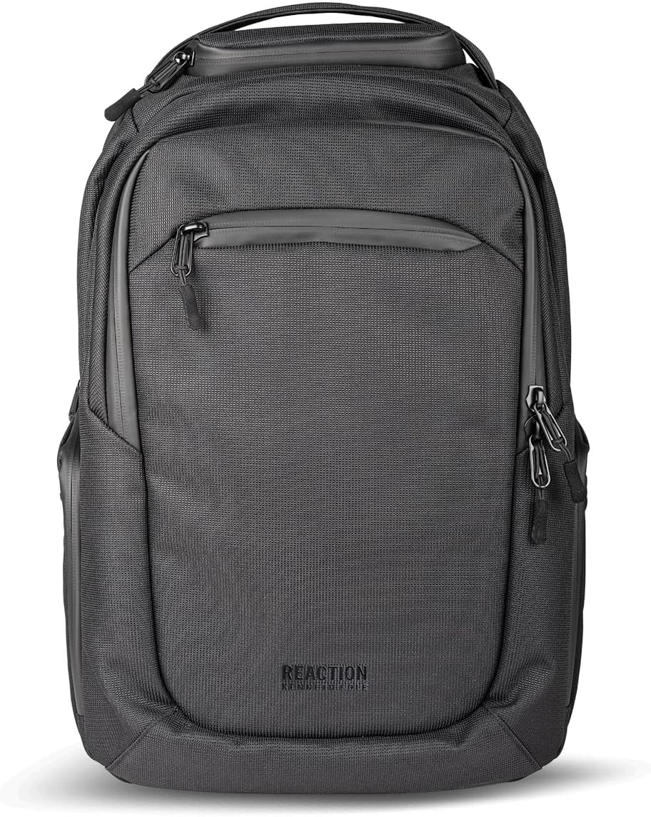 Kenneth Cole REACTION Abrasion-Resistant Parker Laptop Backpack, Black