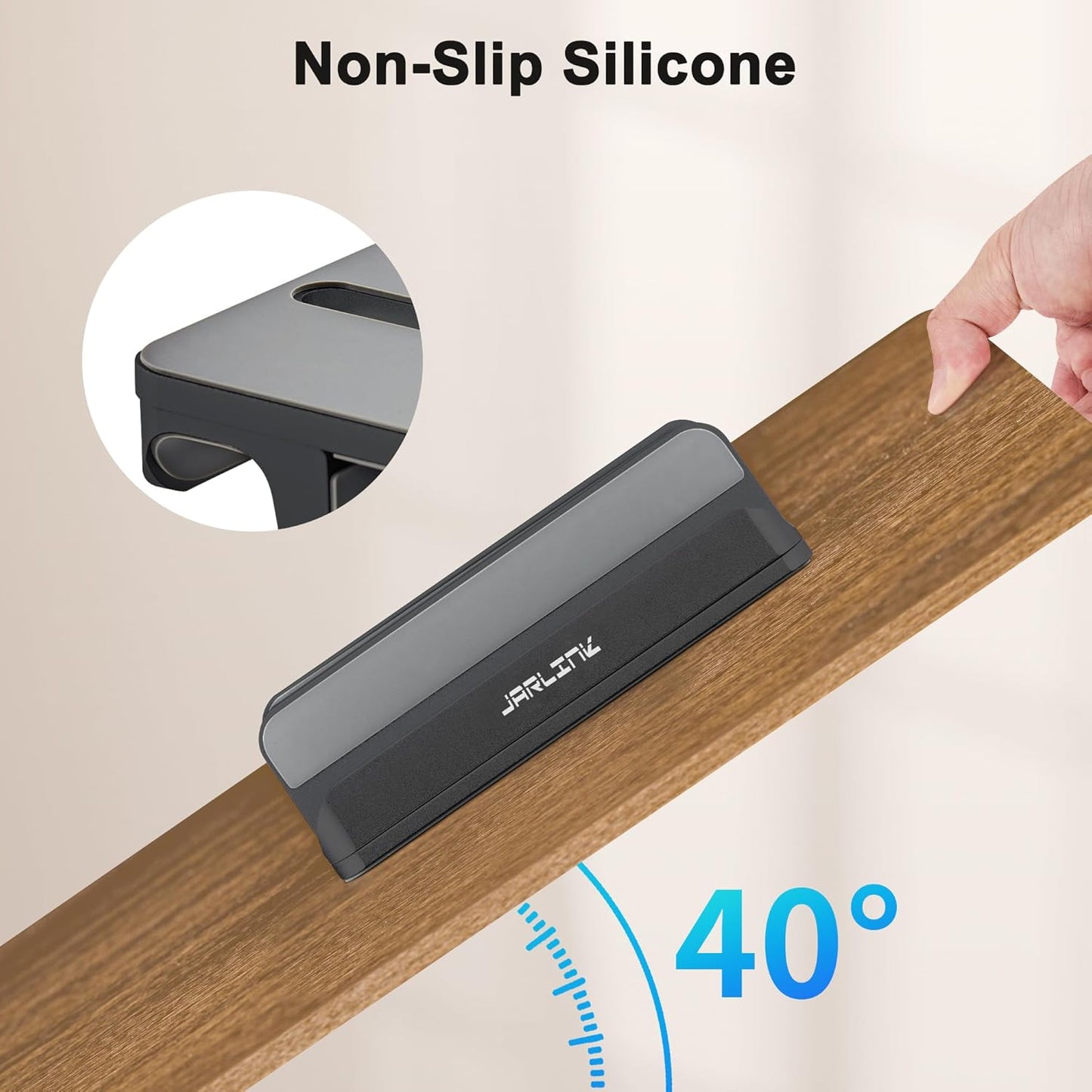 JARLINK 4-in-1 Adjustable Vertical Laptop Stand Holder, Aluminum Dual Slots Laptop Rack for Desk, Space-Saving Organizer Compatible with All MacBook, Surface, Chromebook, and Gaming Laptops (Black)