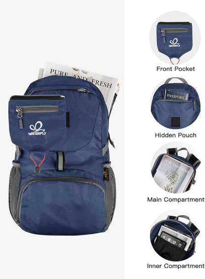 WATERFLY Small Lightweight Packable Backpack: 20l Ultra Light Foldable Travel Hiking Camping Daypack Day Pack for Man Woman