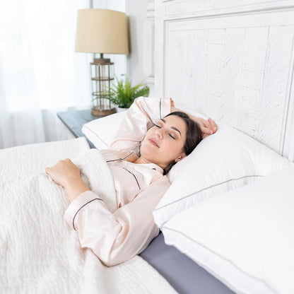 Globon Luxury Feather Down Pillow, Medium Fluffy Pillow King Size, Gusseted Bed Pillows for Sleeping, Hotel Collection Pillows 18"X34", Set of 2