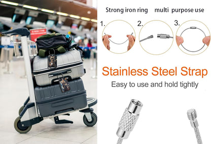 2 Pack Luggage Tags for suitcases Guitar Funny Cute cat Luggage Tag, Leather Stainless Steel Loop Label Tag for Men Women Travel Bag Suitcase(Guitar cat)