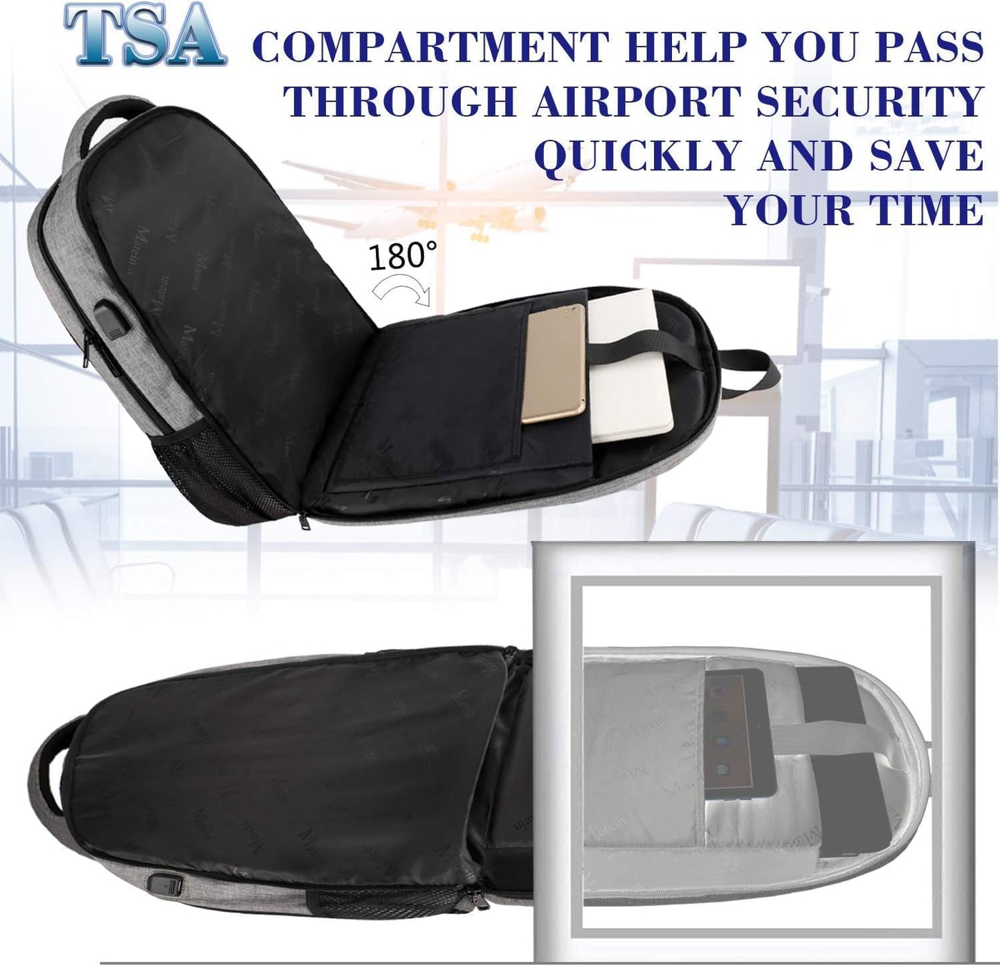 MATEIN Extra Large 18.4 Inch Laptop Backpack, Travel Computer Backpack with USB Charging Port TSA Friendly, Anti Theft College Backpack Flight Approved Business Work Big Bag for Women Men, Grey