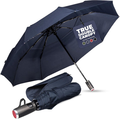LifeTek Premium Travel Umbrella - Windproof & Compact for Men & Women, Automatic Open Close, Fits in Purse Laptop Bag or Backpack, Strong Frame for Heavy Rain & Sun UV Protection