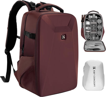 K&F Concept Camera Backpack,Hardshell Photography DSLR Camera Bag with 15-15.6 Inch Laptop Compartment Waterproof Hard Shell Camera Case Compatible with Canon/Nikon/Sony/DJI Mavic Drone