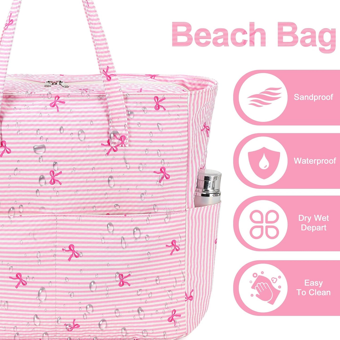 Beach Pool Bags Tote for Women Ladies Large Gym Tote Carry On Bag With Wet Compartment for Weekender Travel Waterproof