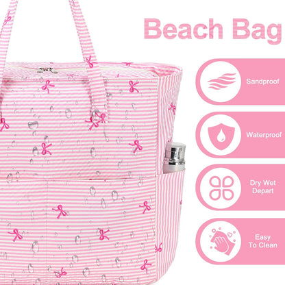 Beach Pool Bags Tote for Women Ladies Large Gym Tote Carry On Bag With Wet Compartment for Weekender Travel Waterproof