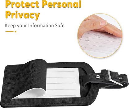 3 Pack Luggage Tags for Suitcases, TSA Approved Bag Tags, Baggage Tags with Privacy Protection, Travel Essentials Luggage Accessories, Black