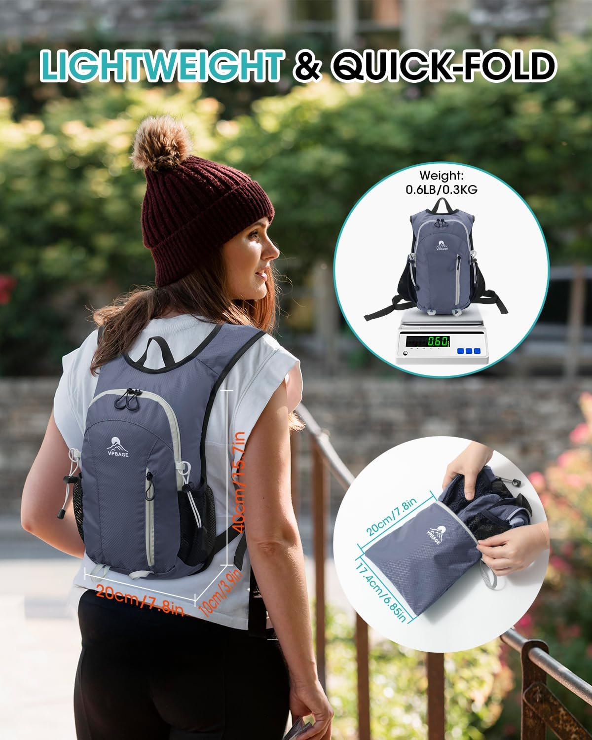 Small Hiking Backpack with Front Phone Holder, Packable Back pack with Chest and Waist Strap, Lightweight Daypack for Women Men