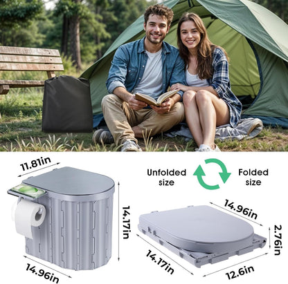 Sckee Camping Toilet, Portable Toilet for Adults, Portable Travel Folding Toilet with Lid and Paper Holder, Compact Potty for Car, Camp Toilet Portable Toilet for Camping, Hiking,Truck, RV, Beach