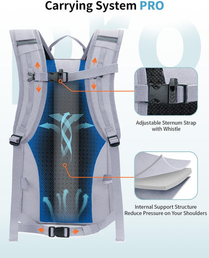 ECOHUB Small Hiking Backpack for Men Women, 20L Lightweight Travel Backpacks Water Resistant Camping Cycling Hiking Daypack