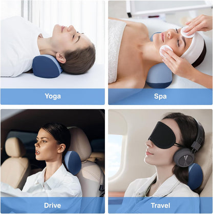 Neck Cervical Pillow Cervical Traction Device Lumbar Support Memory Foam Roll Pillow Muscle Relief Shoulder Pain Relaxer Blue