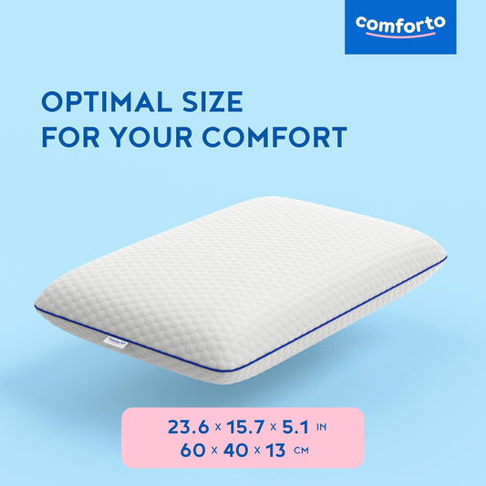 Classic Memory Foam Pillow – Classic Size Cooling Cervical Neck Pillow – Firm Support for Side, Back Sleepers, Pain Relief Pillow for Snoring – Shoulder Tension Bed Sleeping