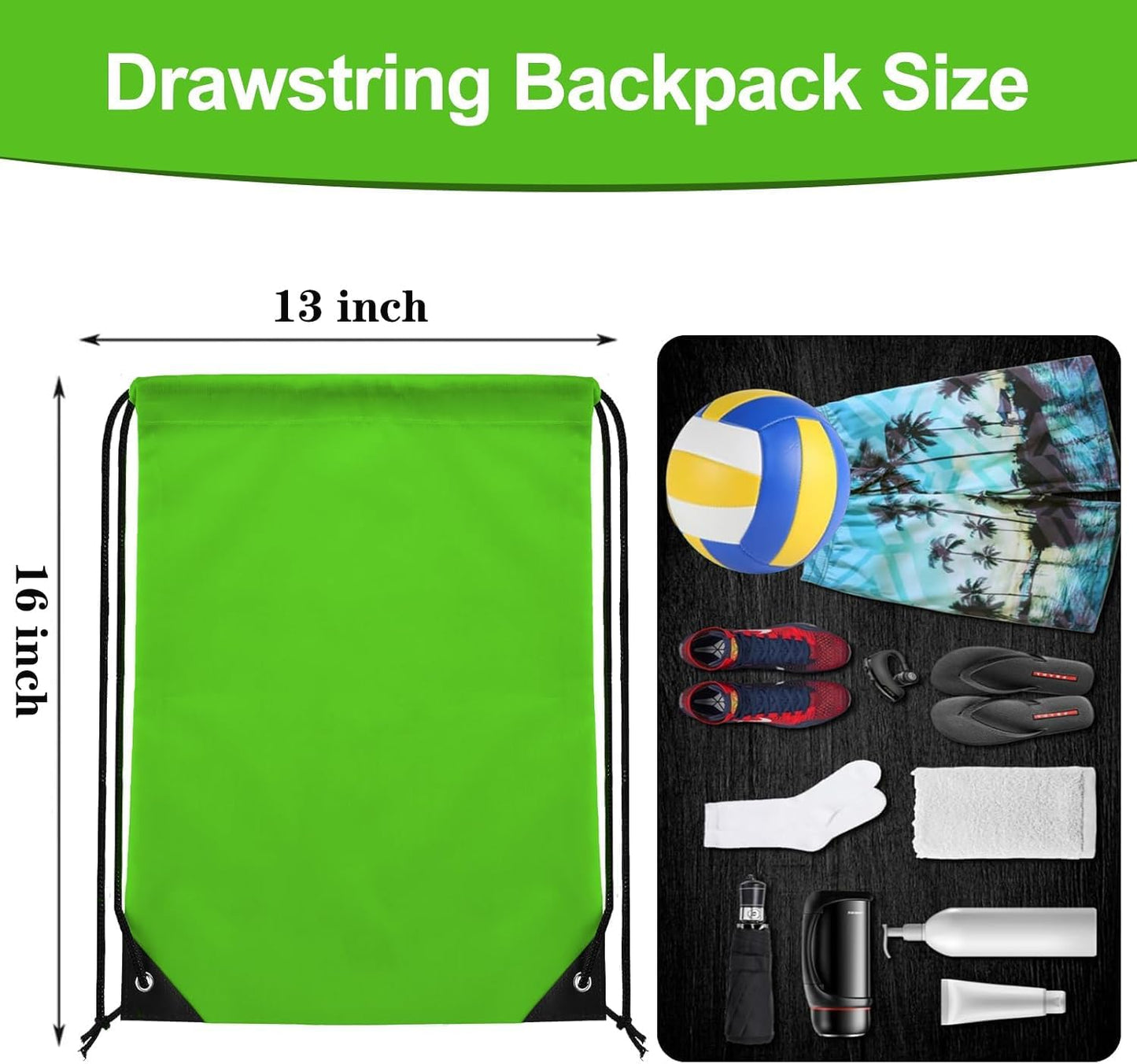 60 Pieces Drawstring Backpack Bags Sports Sackpack Bulk Cinch Gym Bag for Women Men Outdoor Sports Backpack for St. Patrick's Day Gift (Green)