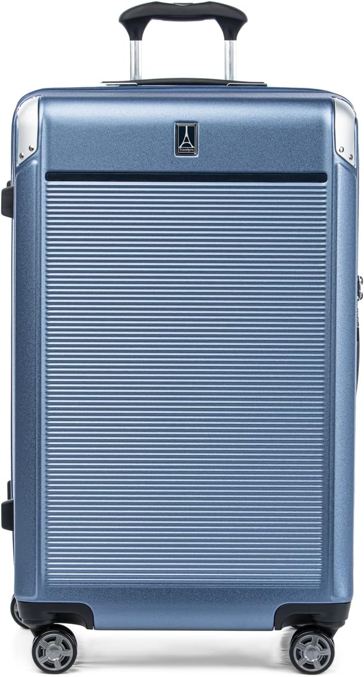 Travelpro Platinum Elite Hardside Expandable Checked Luggage, 8 Wheel Spinner, TSA Lock, Hard Shell Polycarbonate Suitcase, Dark Sky Blue, Checked Large 28-Inch