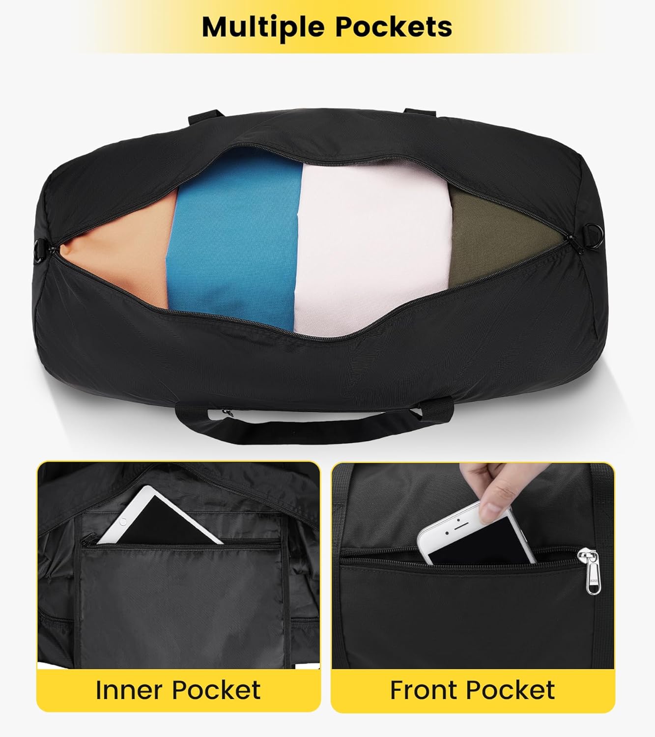 Vorspack Duffel Bag 20-24-28 Inches Foldable Gym Bag for Men Women Duffle Bag Lightweight with Inner Pocket for Travel Sports