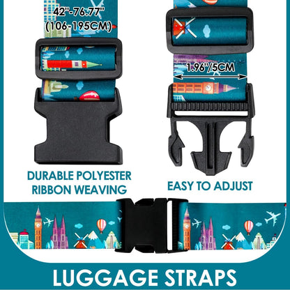 Adjustable Travel Luggage Strap Suitcase Belt Travel Bag Accessories 1.96 in W x 6.23 ft L