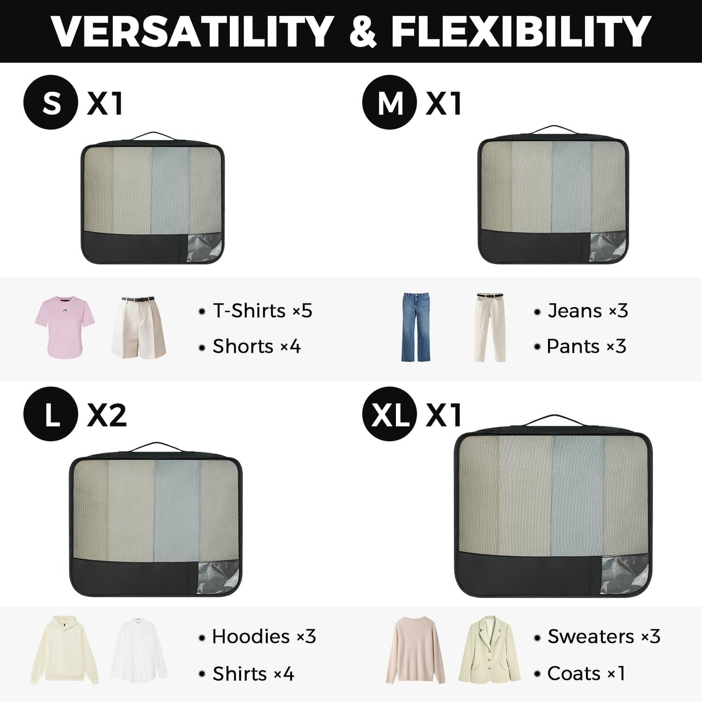 BAGAIL 9 Set Packing Cubes Luggage Packing Organizers for Travel Accessories