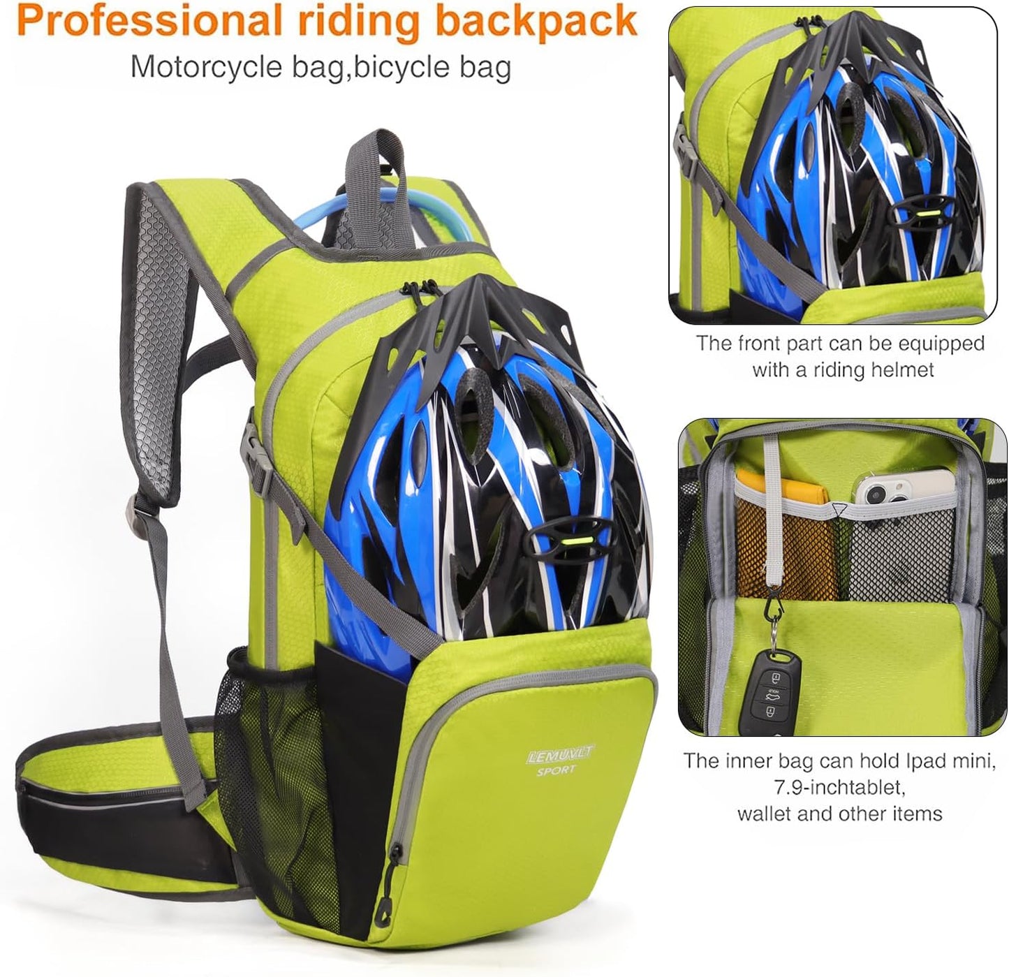 Hiking Daypack Waterproof Biking Backpack 15L Lightweight Durable Backpack for Ski Snowboarding Running MTB Cycling