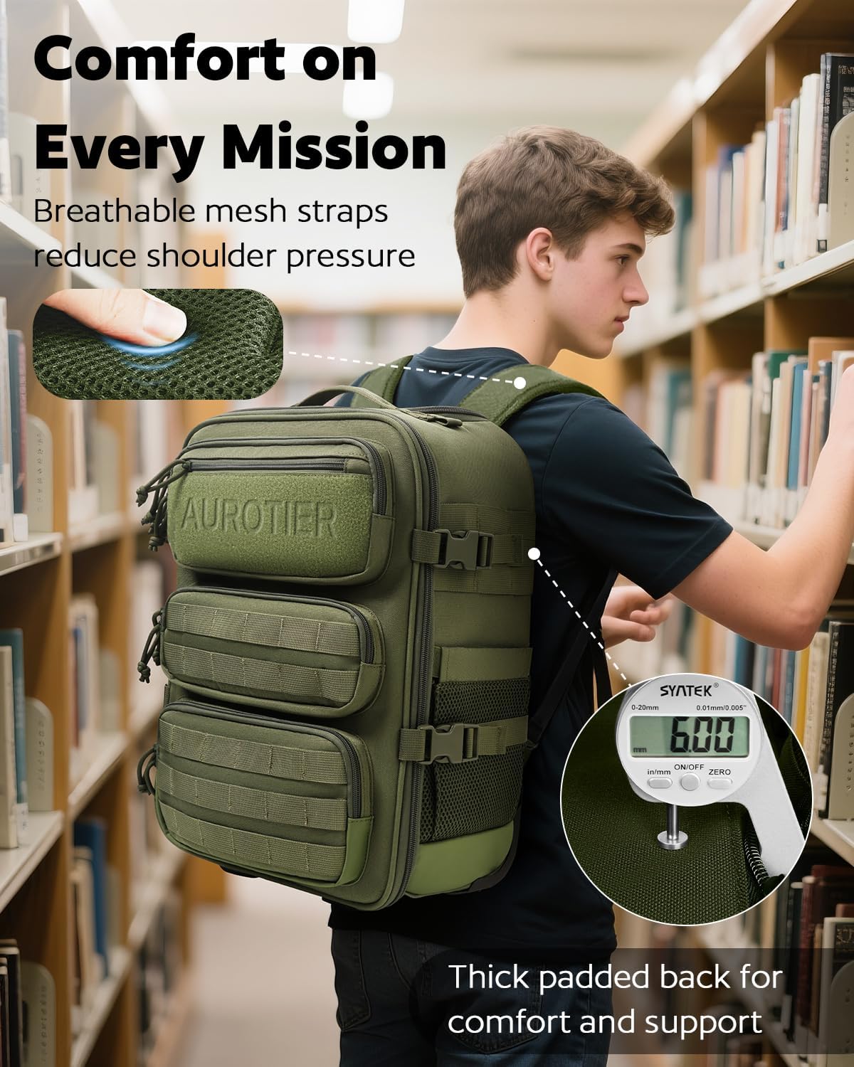 Rolling Tactical Laptop Backpack, Underseat Travel Backpack with Wheels, 17 Inch Wheeled Military Computer Backpack for Men and Women, Roller Overnight Molle Outdoor Hiking College Carry on Luggage