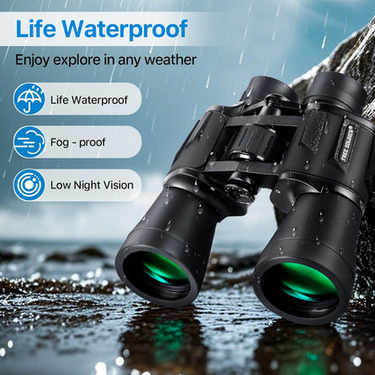 20x50 High Power Binoculars for Bird Watching 28mm Large Eyepiece Life Waterproof Binoculars for Hunting Hiking Concert Travel with Smartphone Adapter BAK4 Prism FMC Lens, Black