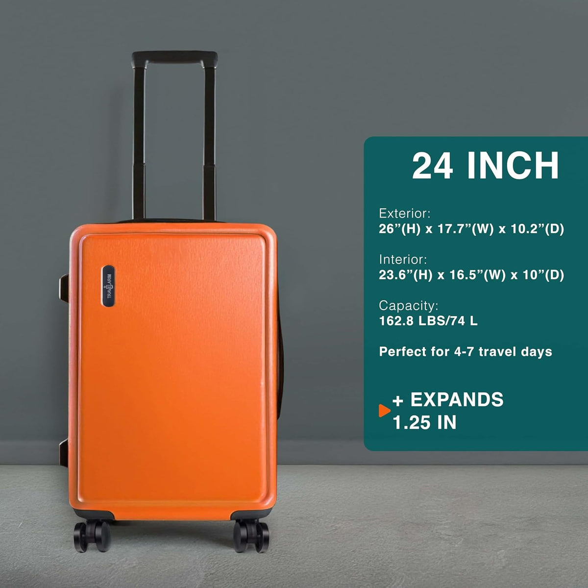 Luggage Sets 3 Piece, 22 Inch Carry on Luggage and 24 Inch Suitcases with Wheels Spinner, Durable Hard Shell Suitcase Set, Expandable Travel Suitcase, Orange