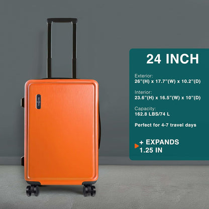 Luggage Sets 3 Piece, 22 Inch Carry on Luggage and 24 Inch Suitcases with Wheels Spinner, Durable Hard Shell Suitcase Set, Expandable Travel Suitcase, Orange