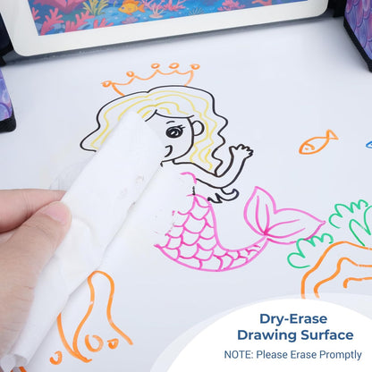 COOLBEBE Kids Travel Tray for Toddler Car Seat, Travel Tray for Airplane, Toddler Car Seat Lap Tray, Carseat Table Tray for Kids Travel Activities (Mermaid