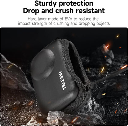 TELESIN Mini Carry Case Lens Protector for DJI Action 5 Pro Action 4 Action 3 Insta 360 Ace Insta360 Ace Pro Accessories, Mini Protective Carrying Bag Half Zipper for Selfie Stick Tripod Accessory