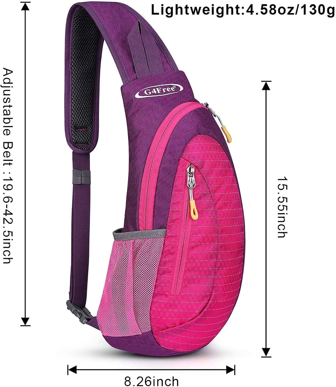 G4Free Sling Bag for Men Women, Small Crossbody Backpack Lightweight Chest Shoulder Bags for Travel, Outdoor and Sports (Rose)