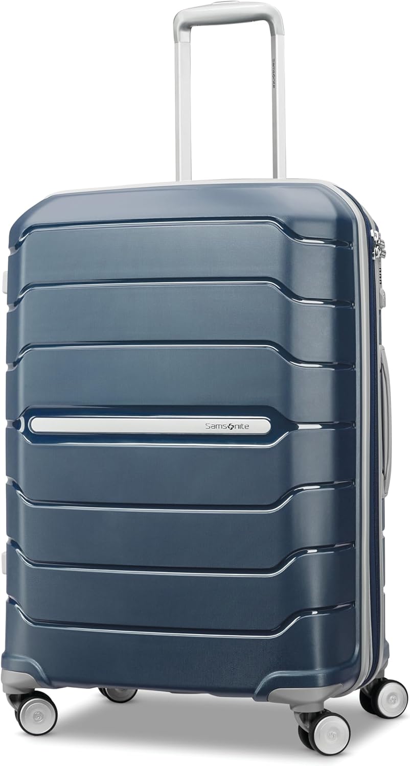 Samsonite Freeform 24-Inch Medium Luggage with Dual 360° Spinner Wheels - Checked Suitcase - TSA Lock, Airline-Approved - Lightweight Durable Polypropylene Expandable Hardshell - Navy