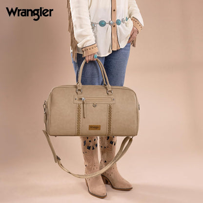 Wrangler Travel Duffel Bag Large Weekender Bag for Women Designer Carry on Overnight Bag for Trips Leather Luggage Bag Khaki
