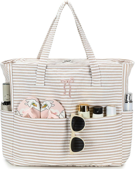 Beach Pool Bags Tote for Women Ladies Large Gym Tote Carry On Bag With Wet Compartment for Weekender Travel Waterproof