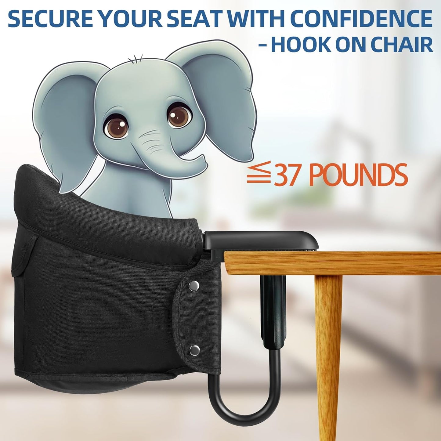 Hook On High Chair, Attach to Fast Table Chair,Clip on High Chairs to Table,Foldable Storage Feeding Baby Seat for Baby Toddler Home and Travel,Lightweight Space-Saving Design,Portable High Chairs