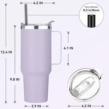 HASLE OUTFITTERS 40 oz Stainless Steel Tumbler with Handle, Vacuum Insulated Tumblers Bulk, Reusable Double Wall Travel Coffee Mug, Durable Powder Coated Water Bottle(Purple, 1)