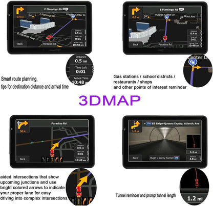 GPS Navigation for Car, Latest 2025 Map 7 inch Touch Screen Car GPS, Voice Turn Direction Guidance, Support Speed and Red Light Warning, Pre-Installed North America Lifetime map Free Update