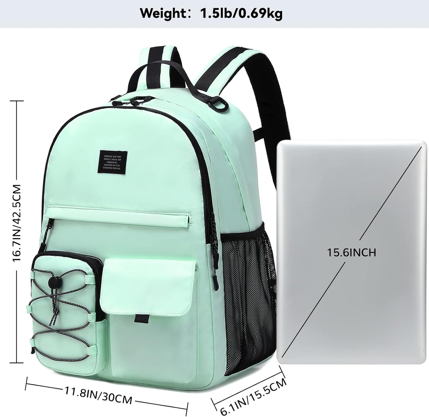 Lohol Casual Backpack for Teen Boys Girls, Stylish Daypack with Anti Theft Pocket for School, Work, or Travel (Light Green)