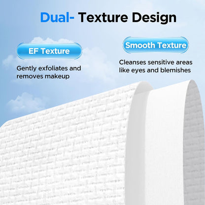 ITO Disposable Face Towel, Ultra-Soft 1-Second Quick-Dry Face Towels, Gentle for Sensitive Dry Oily Skin, Facial Towels for Daily Cleansing Makeup Removal (180 Count EF Texture)
