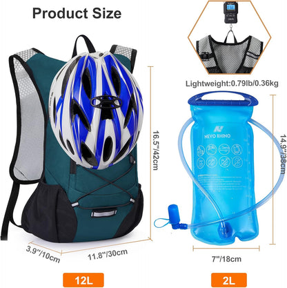 Lightweight Hydration Backpack, Running Backpack with 2L Water Bladder, Hydro Water Daypack for Cycling Hiking Rave for Men Women