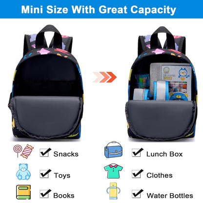 Accmor Toddler Backpack Leash with Anti Lost Wrist Link, Cute Mini Child Walking Harnesses Keep Kids Close Back Pack Rope Tether Rein for Baby Boys (Black/Dino)